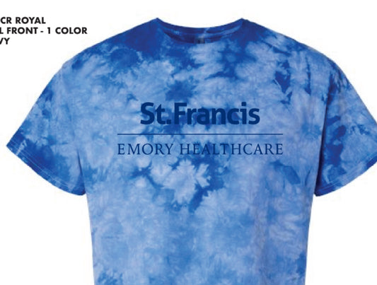 Logo Apparel-Medium Royal Tie-Dyed Short Sleeve T-shirt with blue screen print