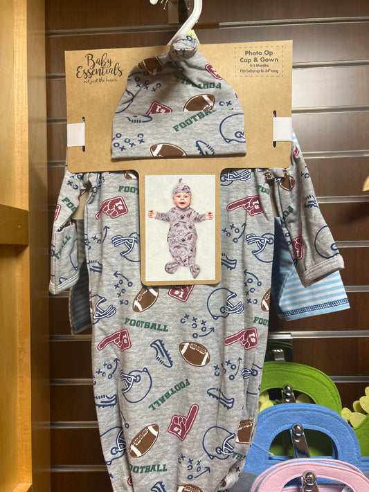 Boy 2-Piece Photo Op Gown and Hat 0-3 months-Dinosaur, Trucks or Football