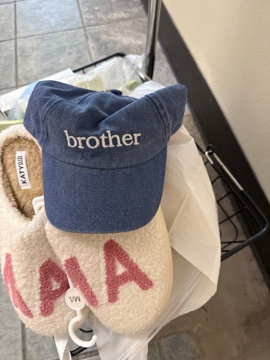 Embroidered Brother Hat- Blue