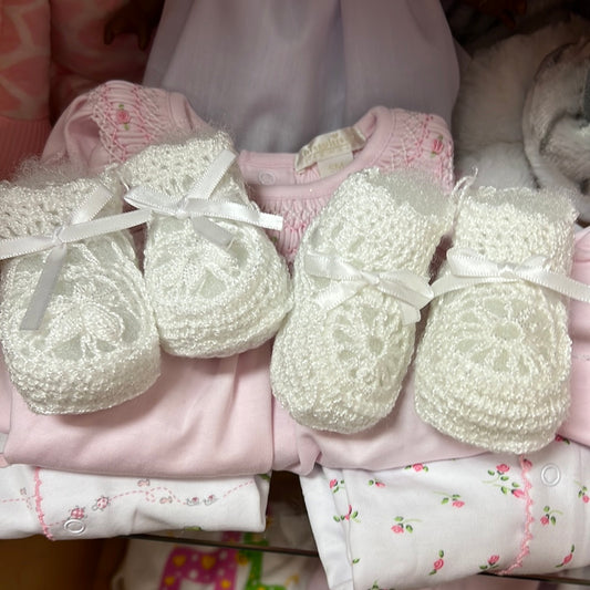 White Crocheted Booties Newborn