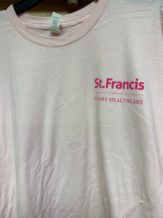 Logo Apparel-Medium Lt. Pink Short Sleeve T-shirt with Hot Pink left chest screen print
