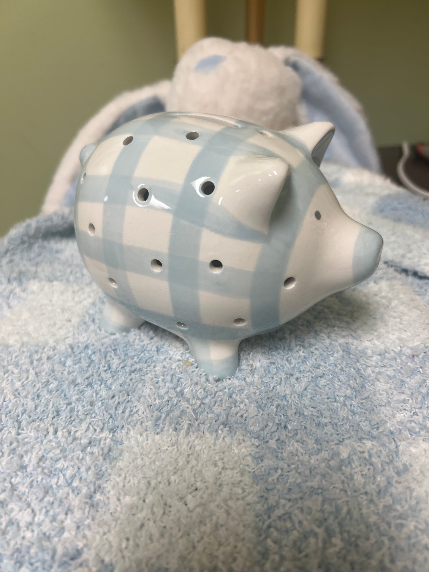 Light Up Piggy bank-Blue/White