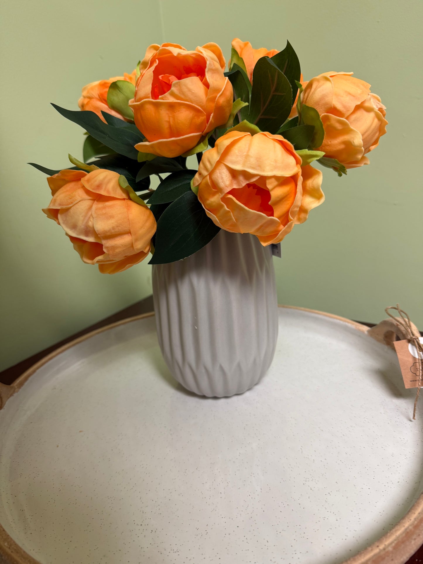 Faux Floral-8" Vase with Real Touch Peonies