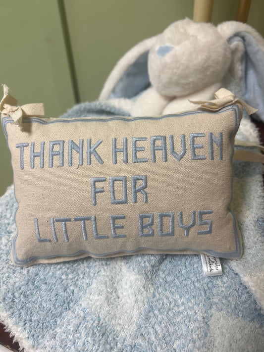 Thank Heaven Boys Embroidered Pillow Door Hanger