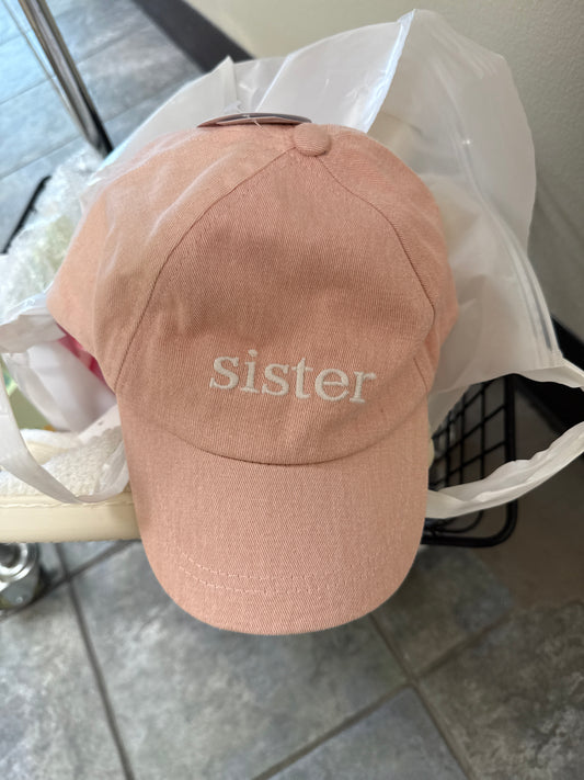 Embroidered Sister Hat- Pink