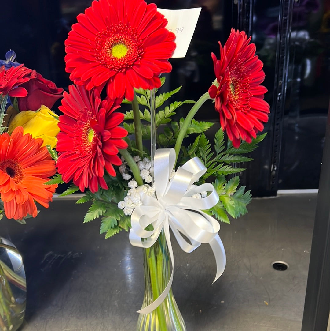 Fresh Floral-Bud Vase with Gerber Daisies hi