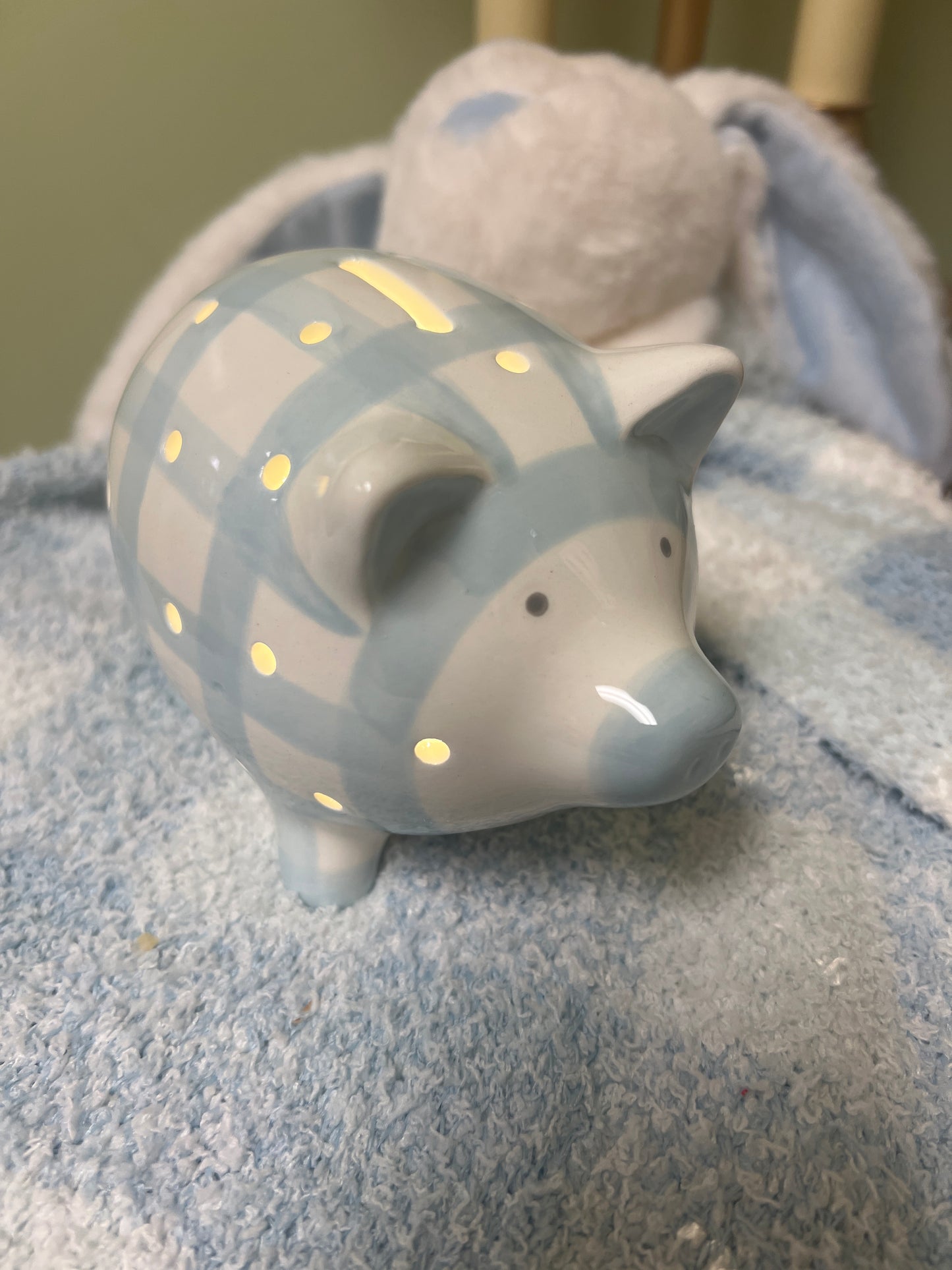 Light Up Piggy bank-Blue/White
