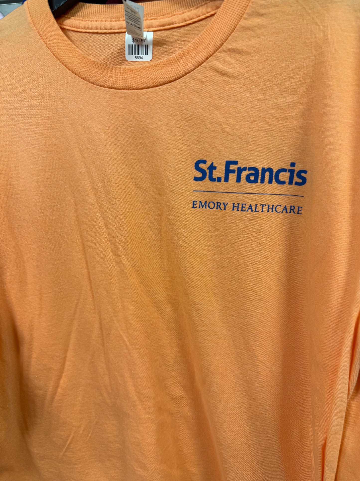 Logo Apparel Medium Cantaloupe Short Sleeve T with Left Navy Screen Print