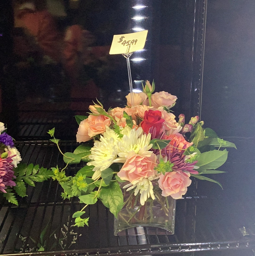 Fresh Floral Arrangement Vase w/ roses-$45.99