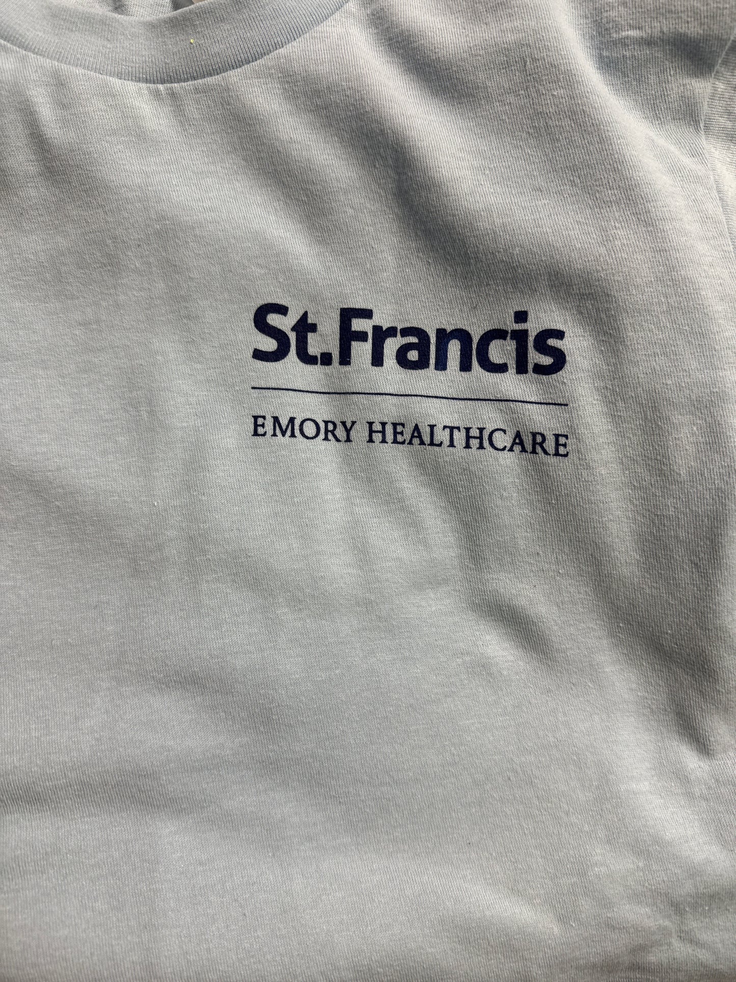 Logo Apparel Medium Lt. Blue Short Sleeve T with Navy Screen Print