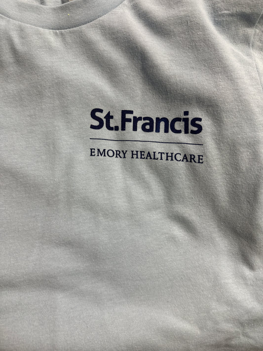Logo Apparel Medium Lt. Blue Short Sleeve T with Navy Screen Print