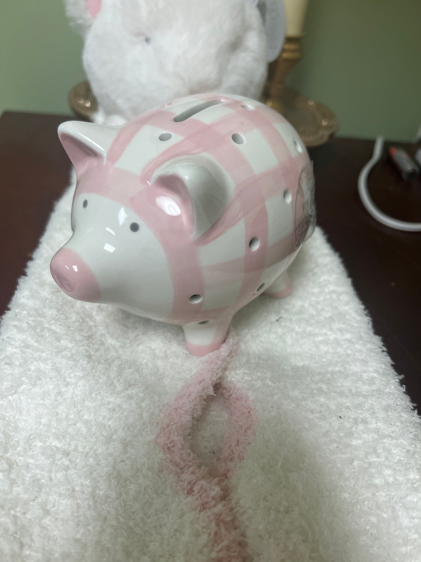 Light Up Piggy Bank-Pink/White