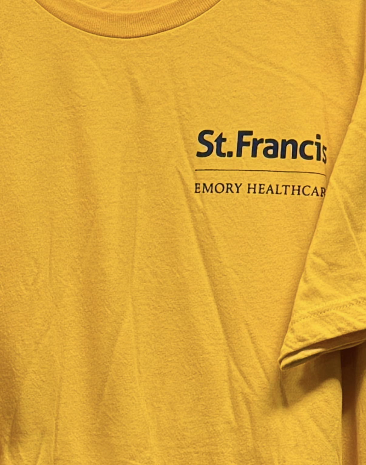 Logo Apparel Medium Heathered Yellow with Navy Left Chest Screen Print