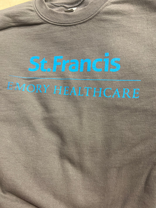 Logo Apparel XXXL Charcoal Grey Crew Sweatshirt with Blue Screen Print