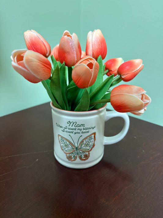 Mom Blessings Mug with Real Touch Tulip Bouquet