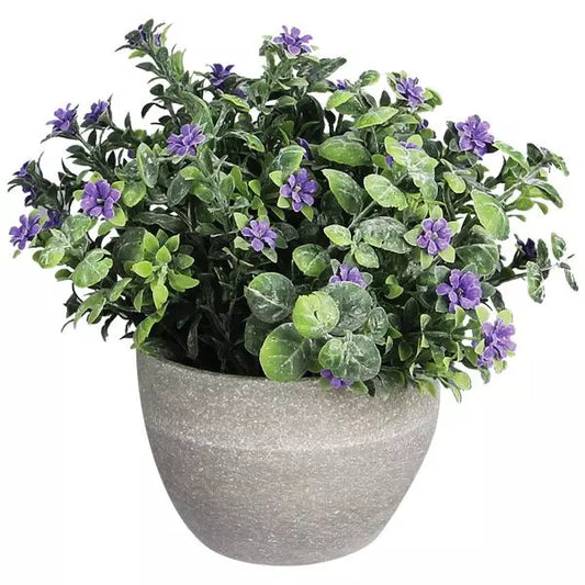 Artificial Flowers in Short Gray Pot