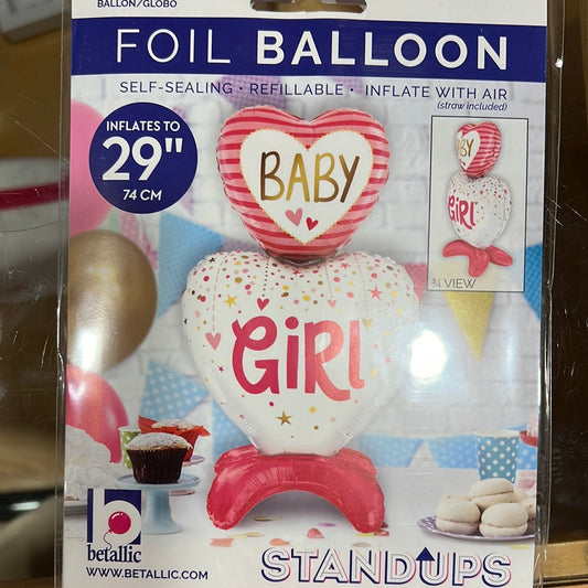 Baby Girl AIR FILLED Centerpiece Foil Balloon-29" tall