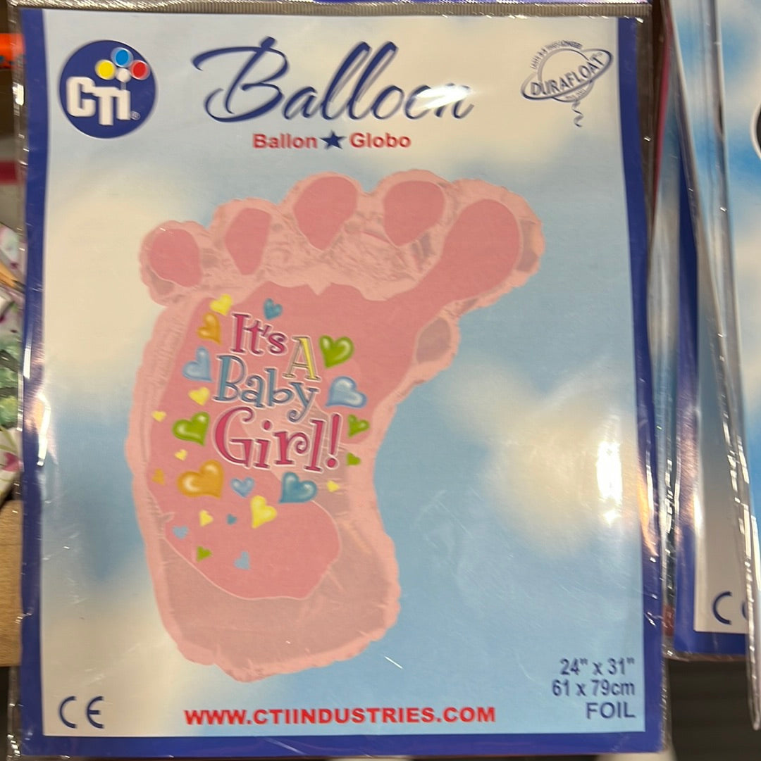 Baby Girl Footsie Pink Balloon 24" x 31"