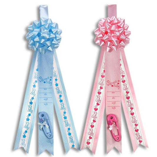 Welcome Baby Announcement Ribbon Boy