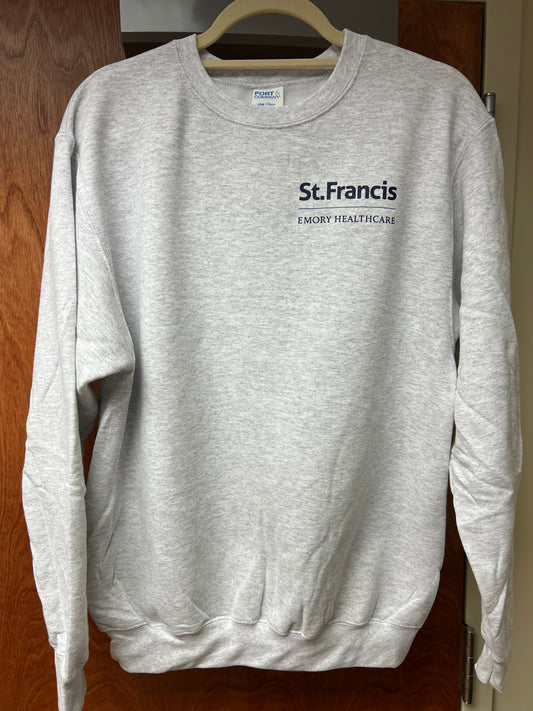 Logo Apparel XL Grey Crew Sweatshirt with Navy Screen Print