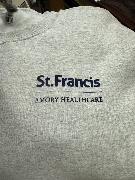 Logo Apparel XL Ash with Navy Screen Print Crewneck Sweatshirt