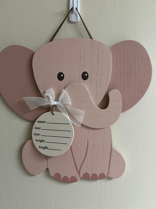 Pink Wooden Wall Hanging Elephant