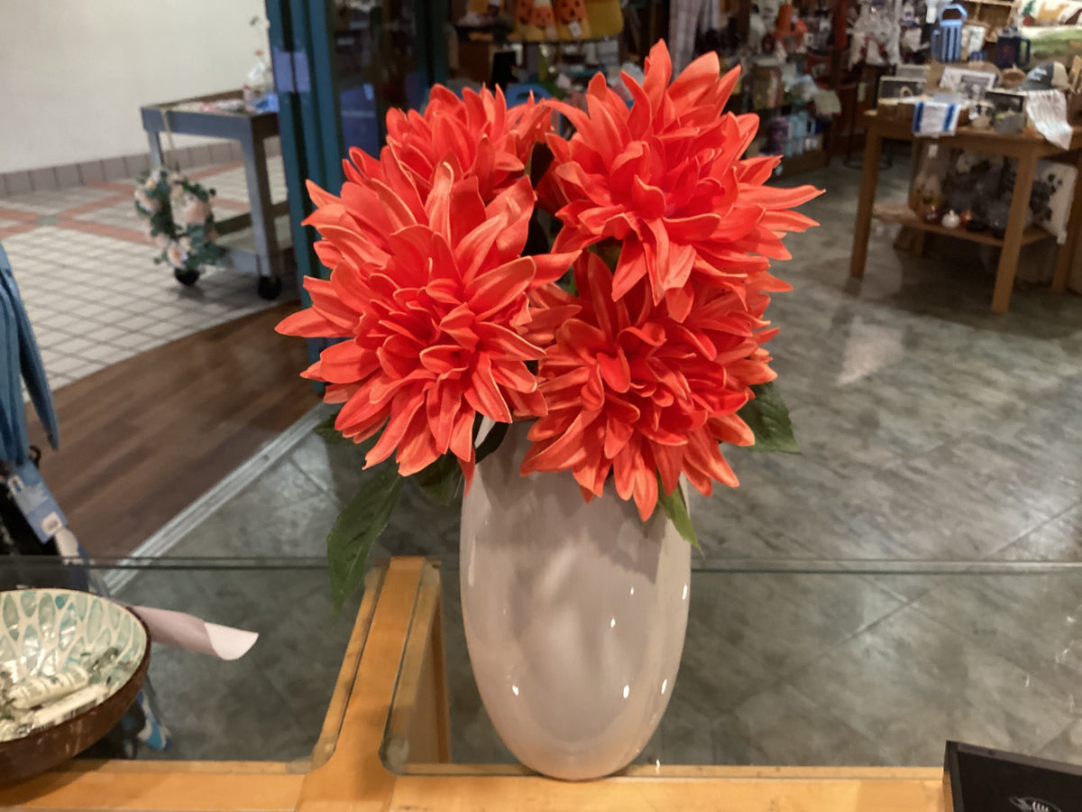 Faux Floral Dahlia, Daffodil, Mums, Tulip, Green Rose, Bunch in Vase