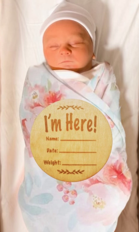 Baby Wooden Announcement Signs for Newborns