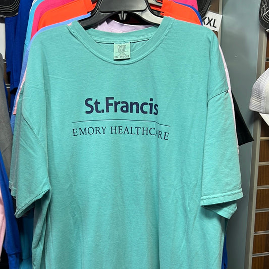 Logo Apparel-XXXL Seafoam Short Sleeve T-shirt with blue screen print