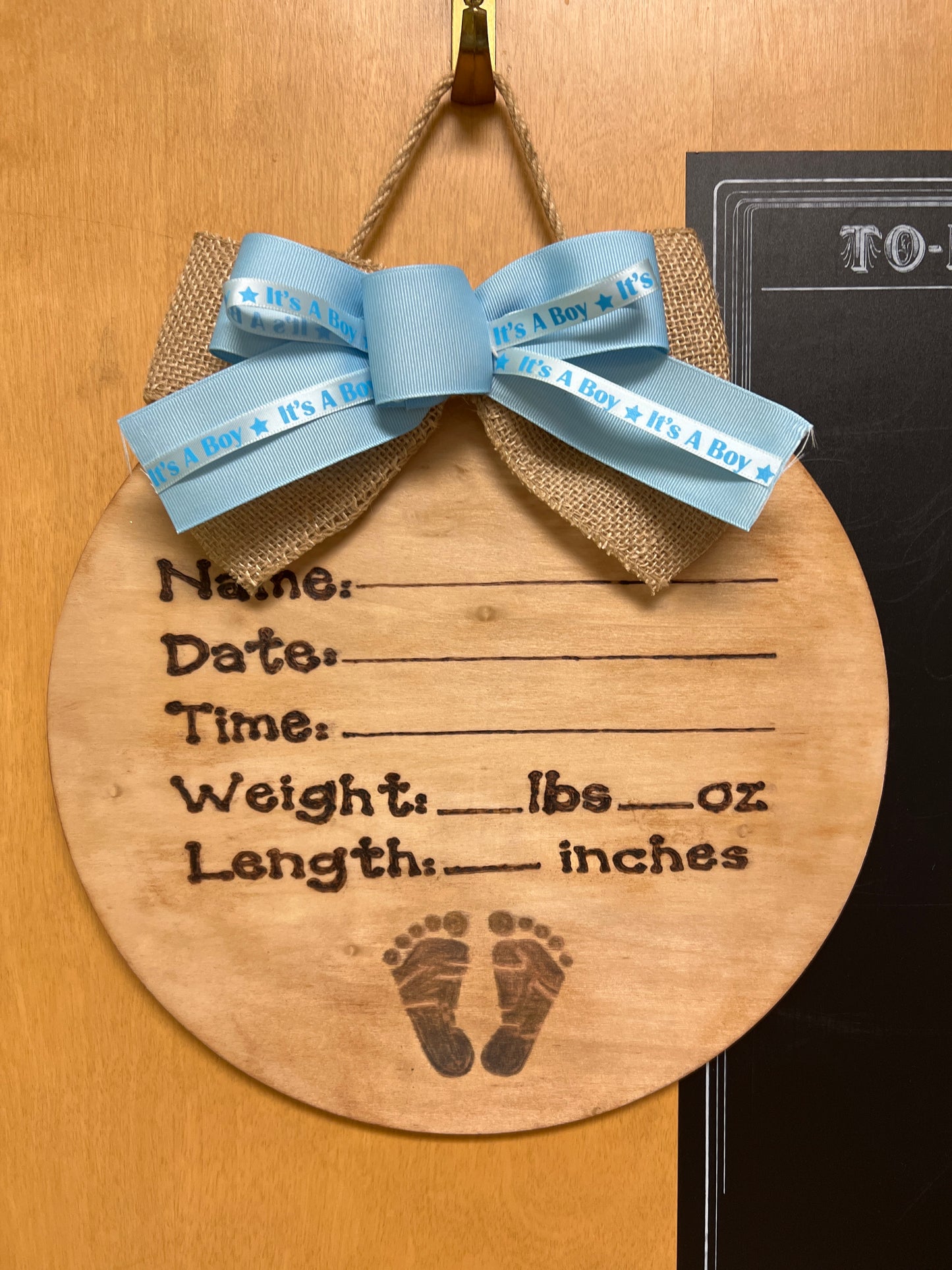 Baby Boy Wooden Announcement Sign