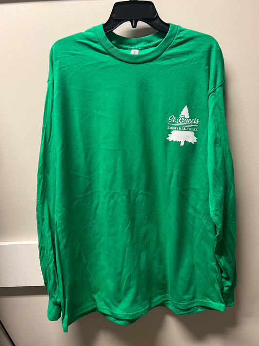 Logo Apparel Large Long Sleeve Green Christmas Shirt