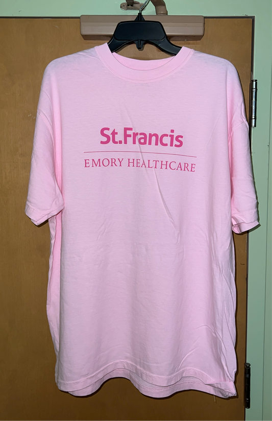 Logo Apparel-Large Lt. Pink Short Sleeve T-shirt with Hot Pink screen print