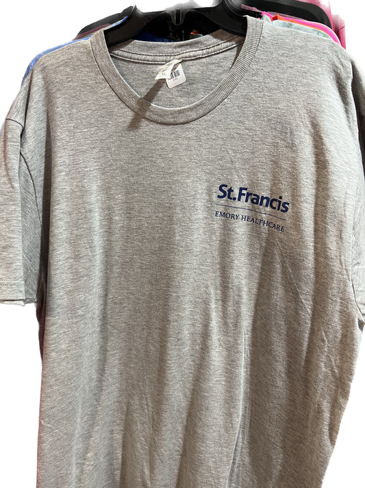 Logo Apparel large Grey Short Sleeve T Shirt with Navy Logo