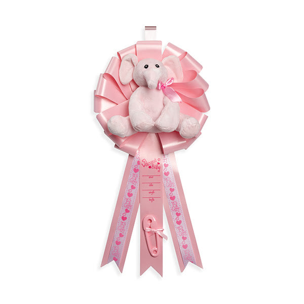 Baby Girl Announcement Elephant Ribbon